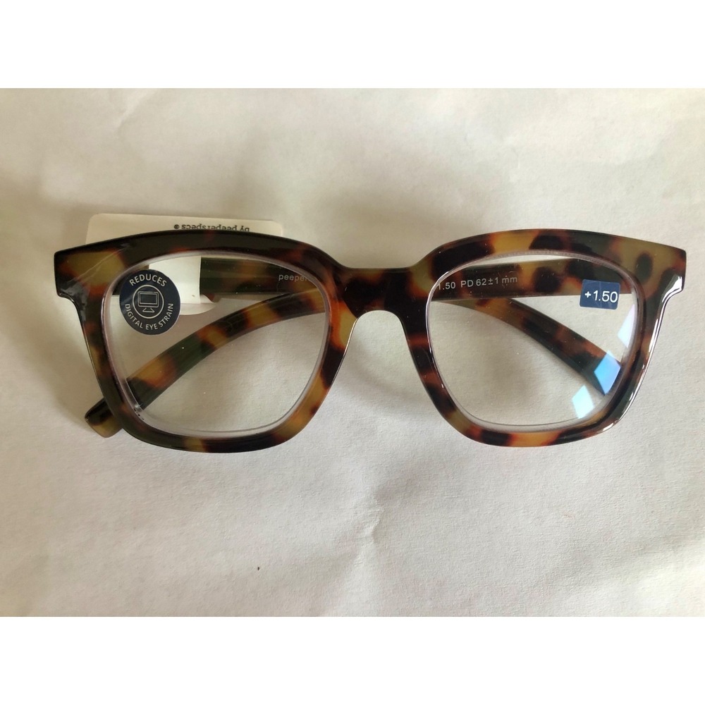New Peepers To the Max Tortoise Blue Light Filtering Reading Glasses +1.50